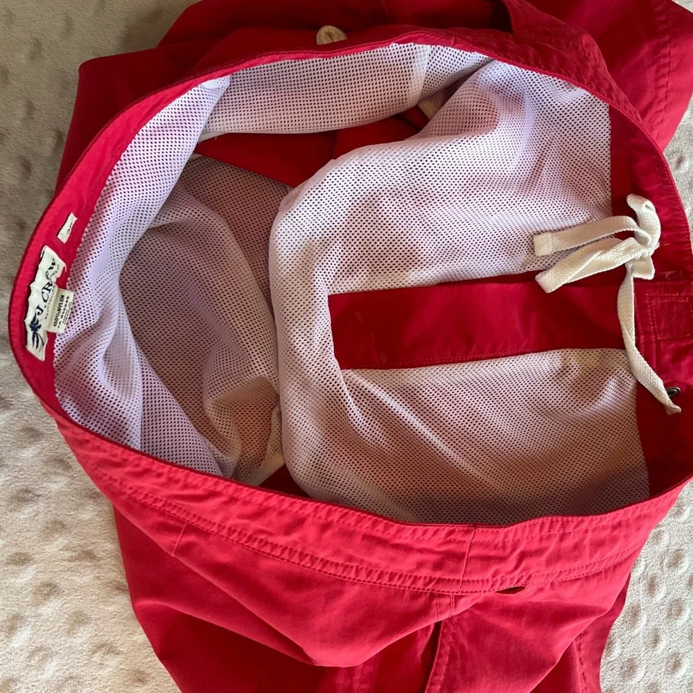 J.Crew Swim Trunks Mens 35 Red Original Swimwear Mesh Lined Board Shorts